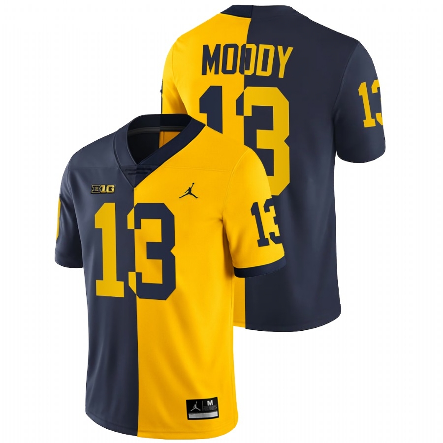 Michigan Wolverines Men's NCAA Jake Moody #13 Navy Maize Split Limited Edition 2021-22 College Football Jersey WWP6149IZ